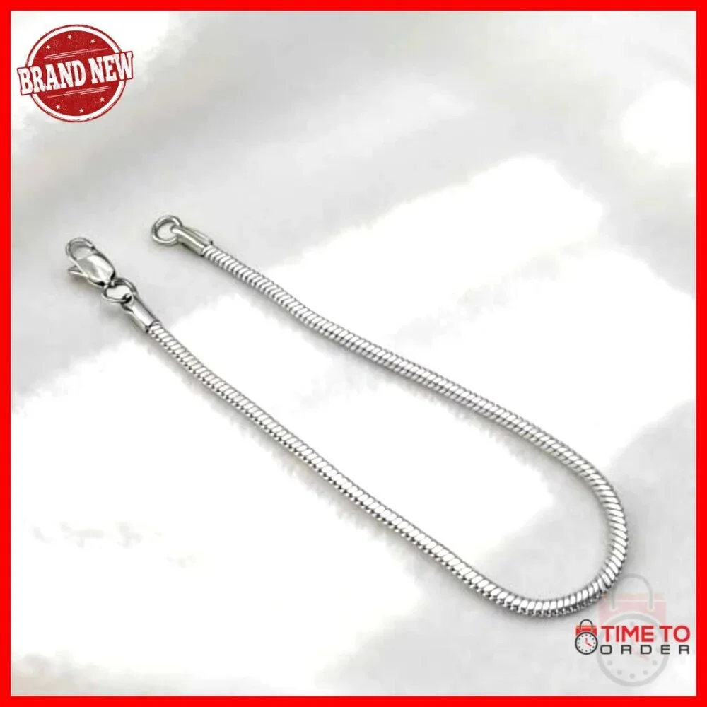 Men's Sterling Silver Snake Chain Bracelet Adjustable 8 Inch Cuff